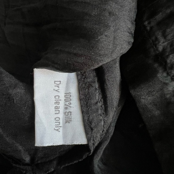 Bianco Levrin Black Long Sleeve Silk Blouse Top Size M Medium Crinkle - Picture 9 of 10